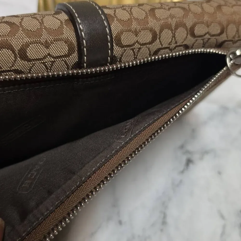 Vintage Coach brown signature C jacquard canvas wallet with checkbook insert